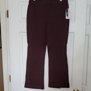 Time+Tru Rustic Plum Heather High Rise Flare Pants,front Leg Slits,NWT